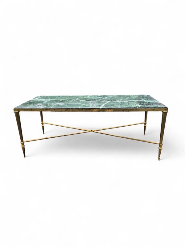 Table basse en marbre vert et laiton