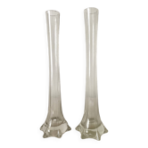 Paire de vases hauts anciens en verre transparent