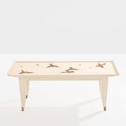 Maurice Jallot table basse chêne peint à décors d’oiseaux 1930
