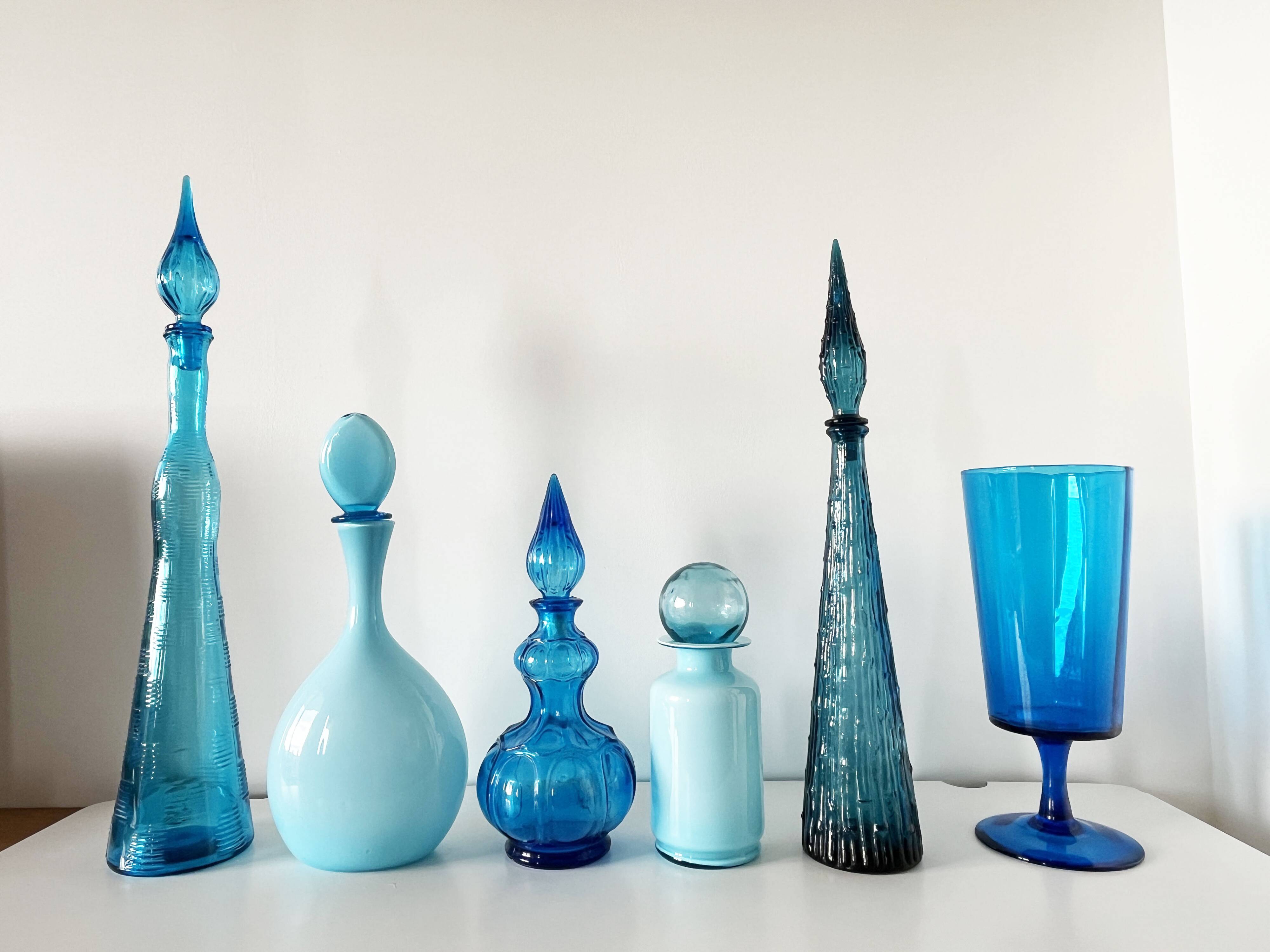 Blue pedestal vase - Italy Empoli 1960