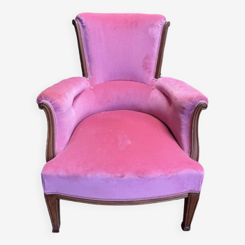 Louis XVI style bergère in pink velvet
