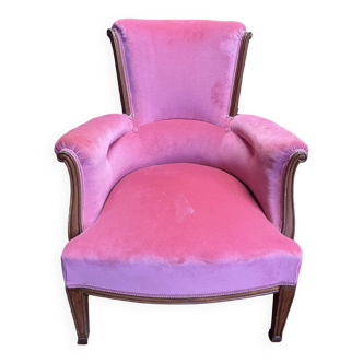 Bergère de style Louis XVI velours rose