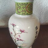 Japanese porcelain vase decorated with 2 geishas and flowering trees