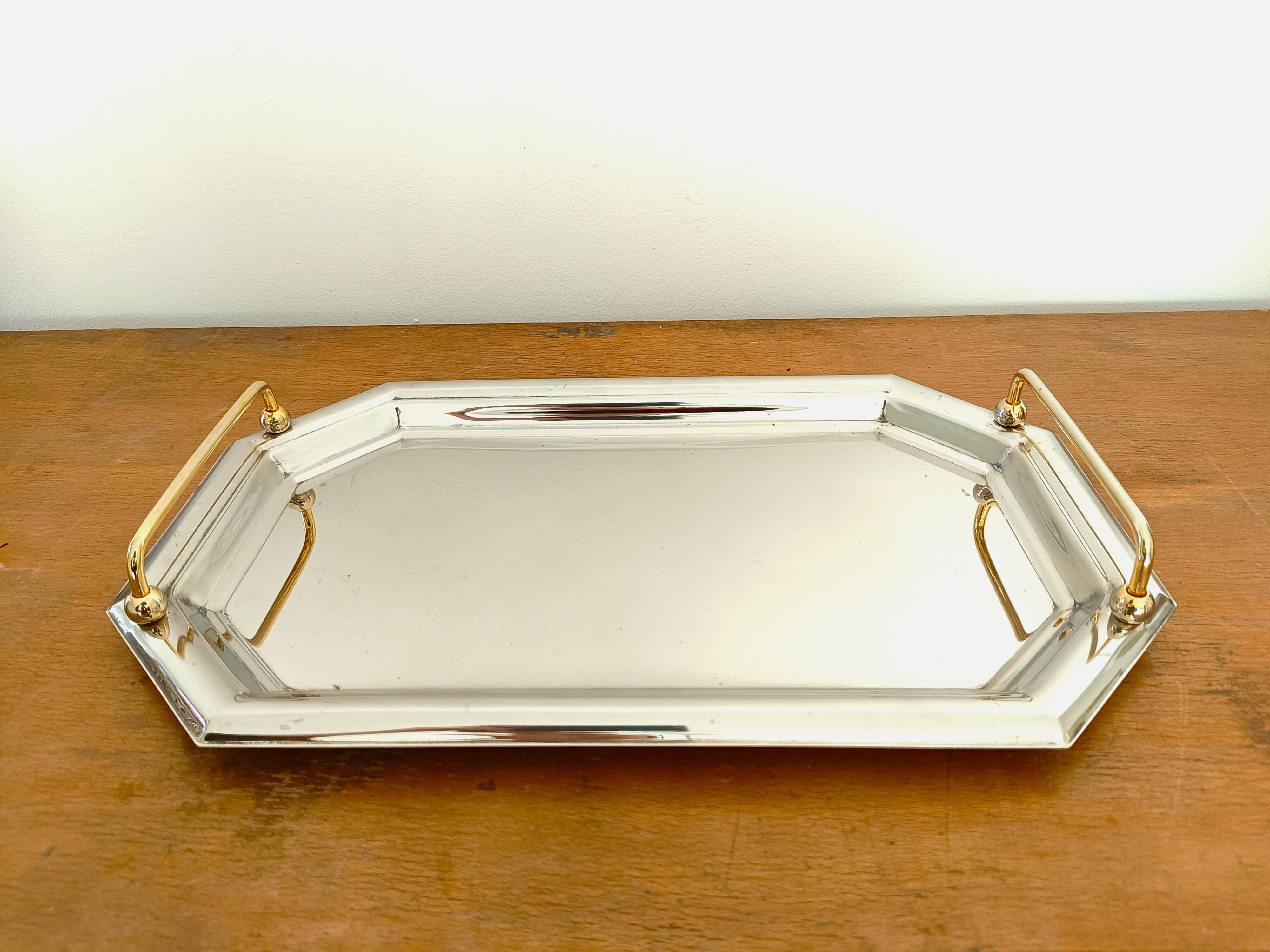 Hexagonal stainless steel serving tray