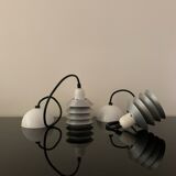 Pair of vintage pendant lights - 70s design metal lamps