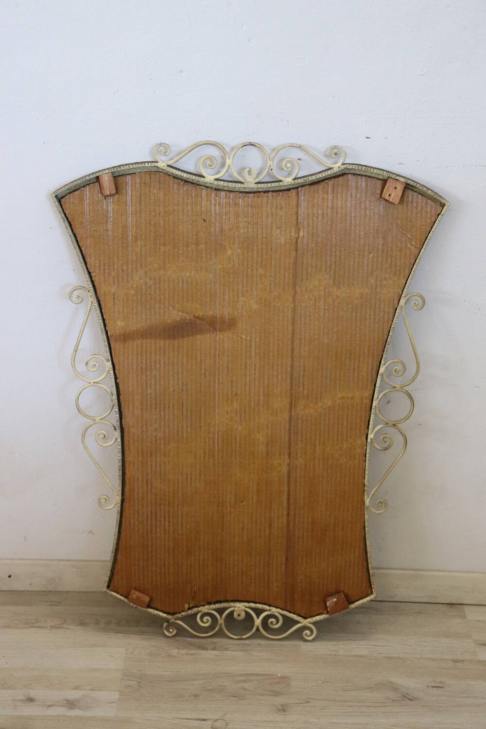 Miroir Mural Vintage En Fer Doré, 1950