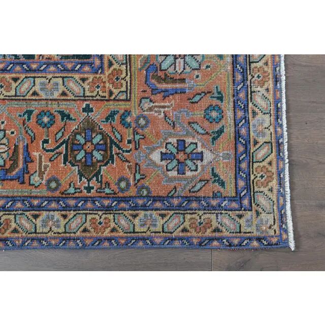1970s Vintage Persian Handmade Wool Cotton Brown Area Rug 296x380