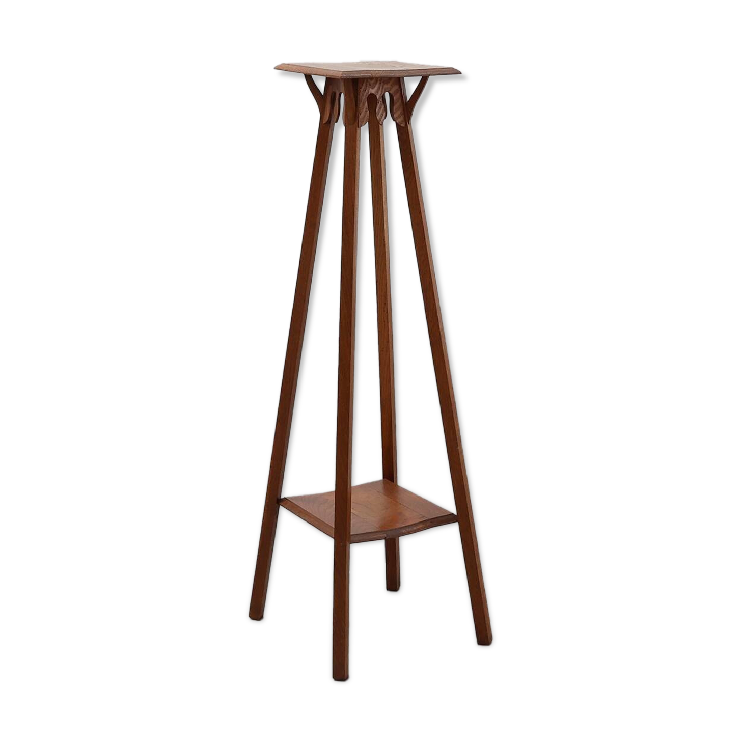 Art Deco tall oak wooden console or pedestal, France 1920s