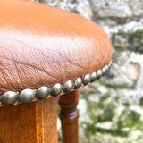 Pair of studded leather bar stools
