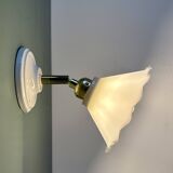 Vintage wall lamp with white opaline glass shade