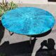 Blue enamelled lava stone coffee table