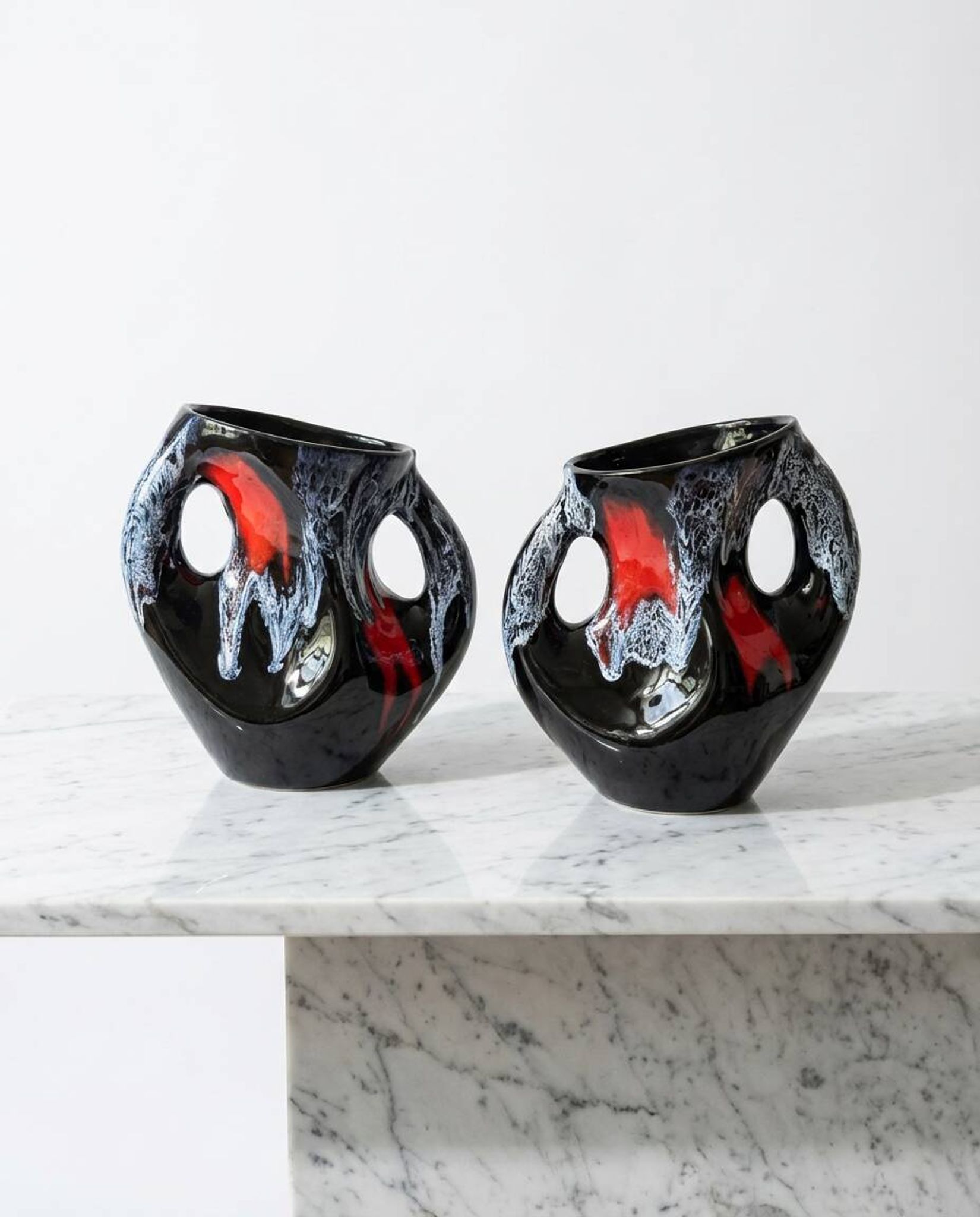 Pair of Vallauris Fat Lava vases