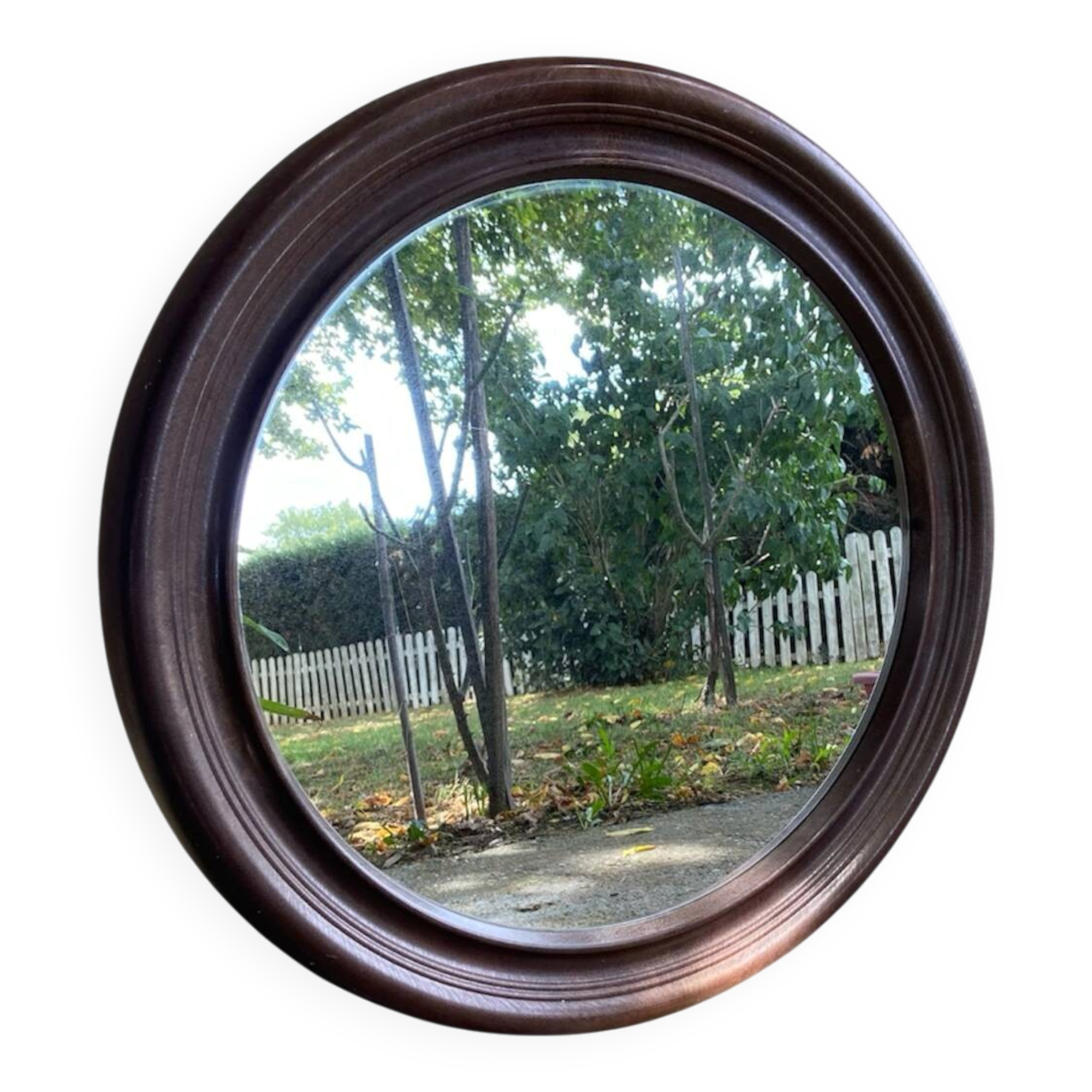Vintage Round Mirror Wood Effect – Diameter 60 cm – Very Good Condition