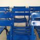 14 blue metal bistro chairs