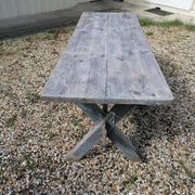 Table ferme  vintage en bois 2m, pieds en x