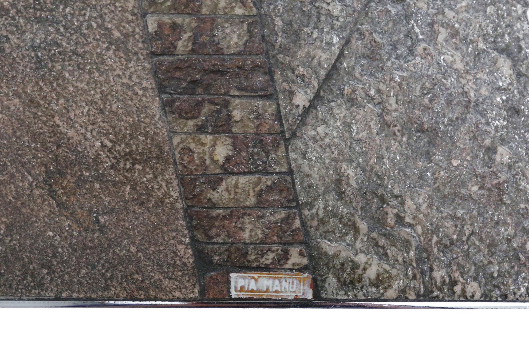 Brutalist Coffee Table Handmade and signed by Pia Manu, 1960s