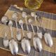 Set of 8 large silver-plated spoons in Boulenger antique style.