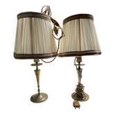 Pair of brass lamps