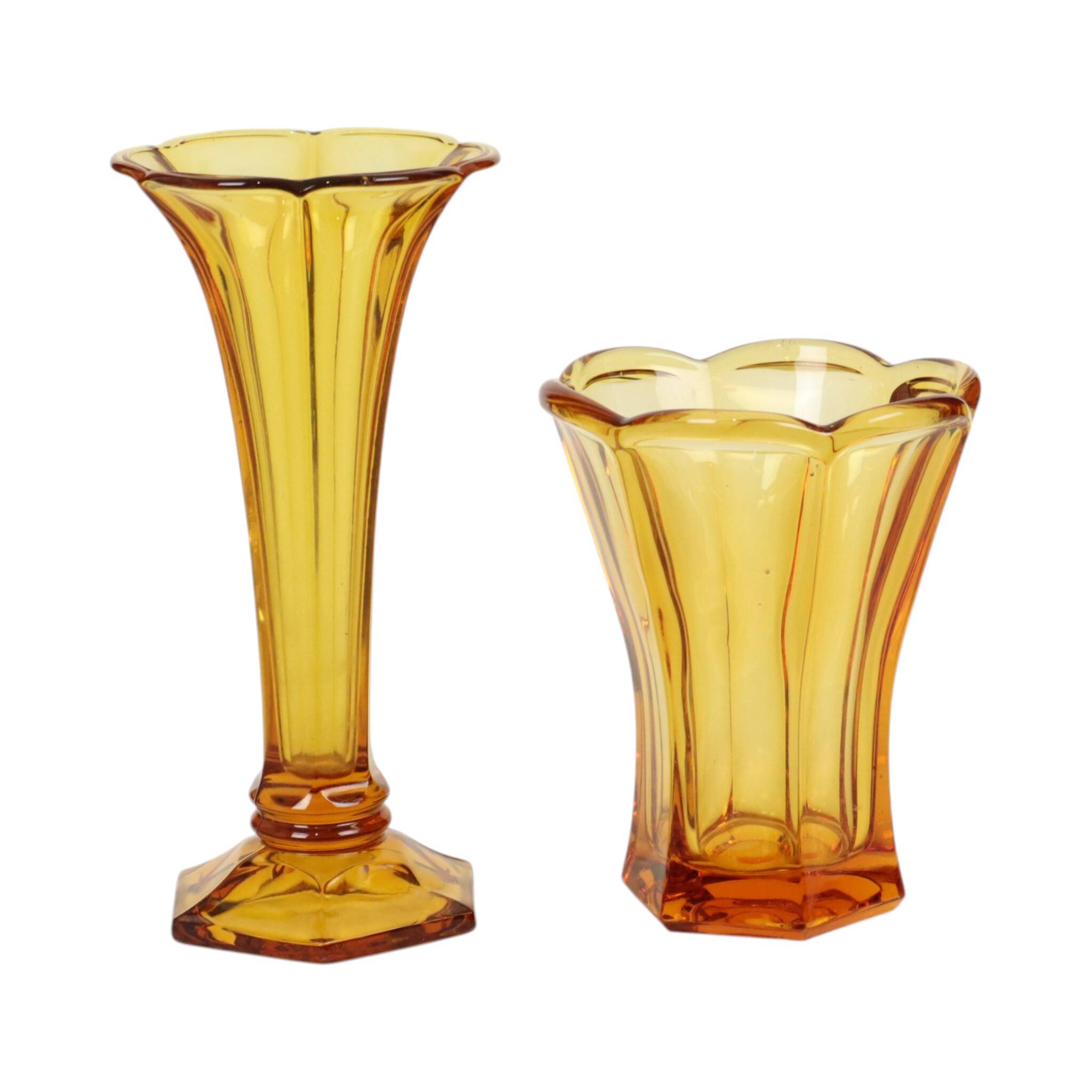 Set of Amber Vases Luxval Américain Art Deco 1935