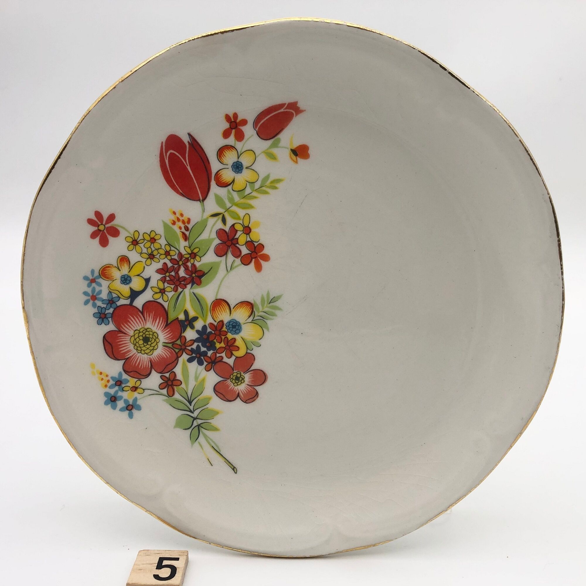 Gien - Riviera model, 6 dessert plates with serving dish.