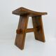 Brutalist Japandi style solid wooden stool, 1970s