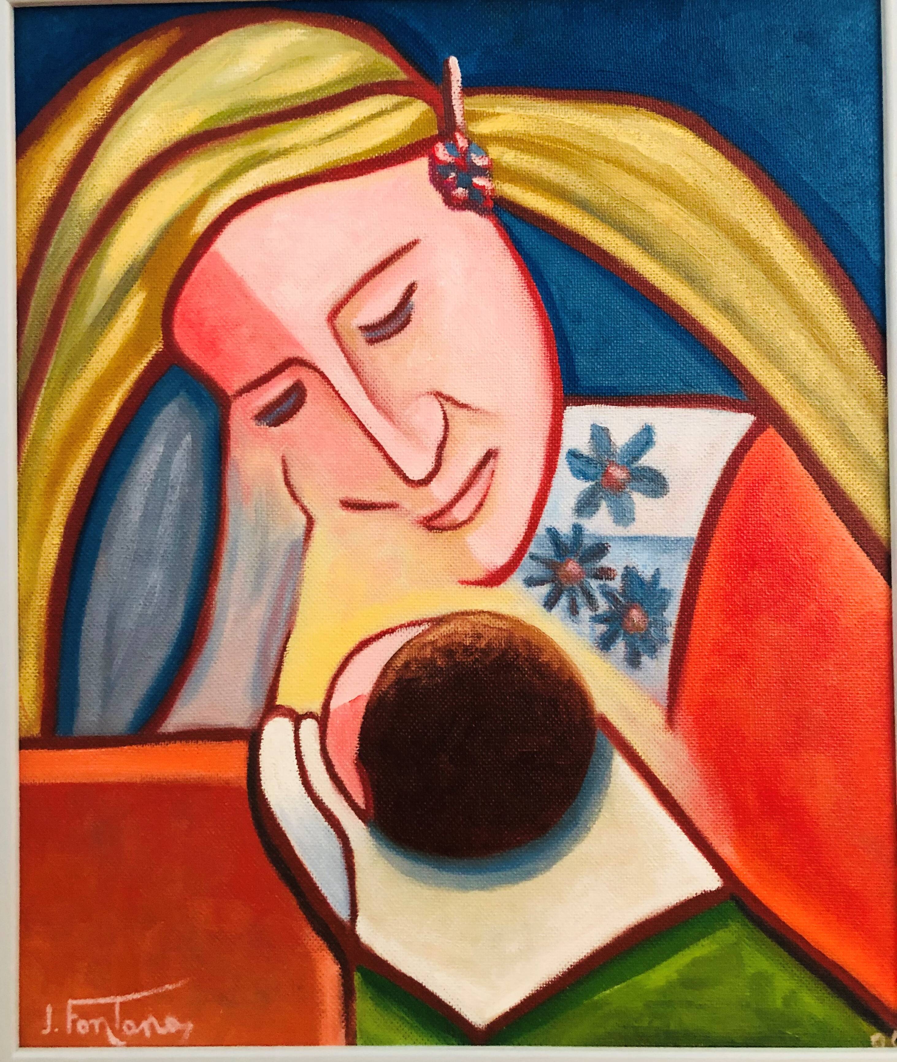 Painting: Oil on panel Maternity by J Fontana