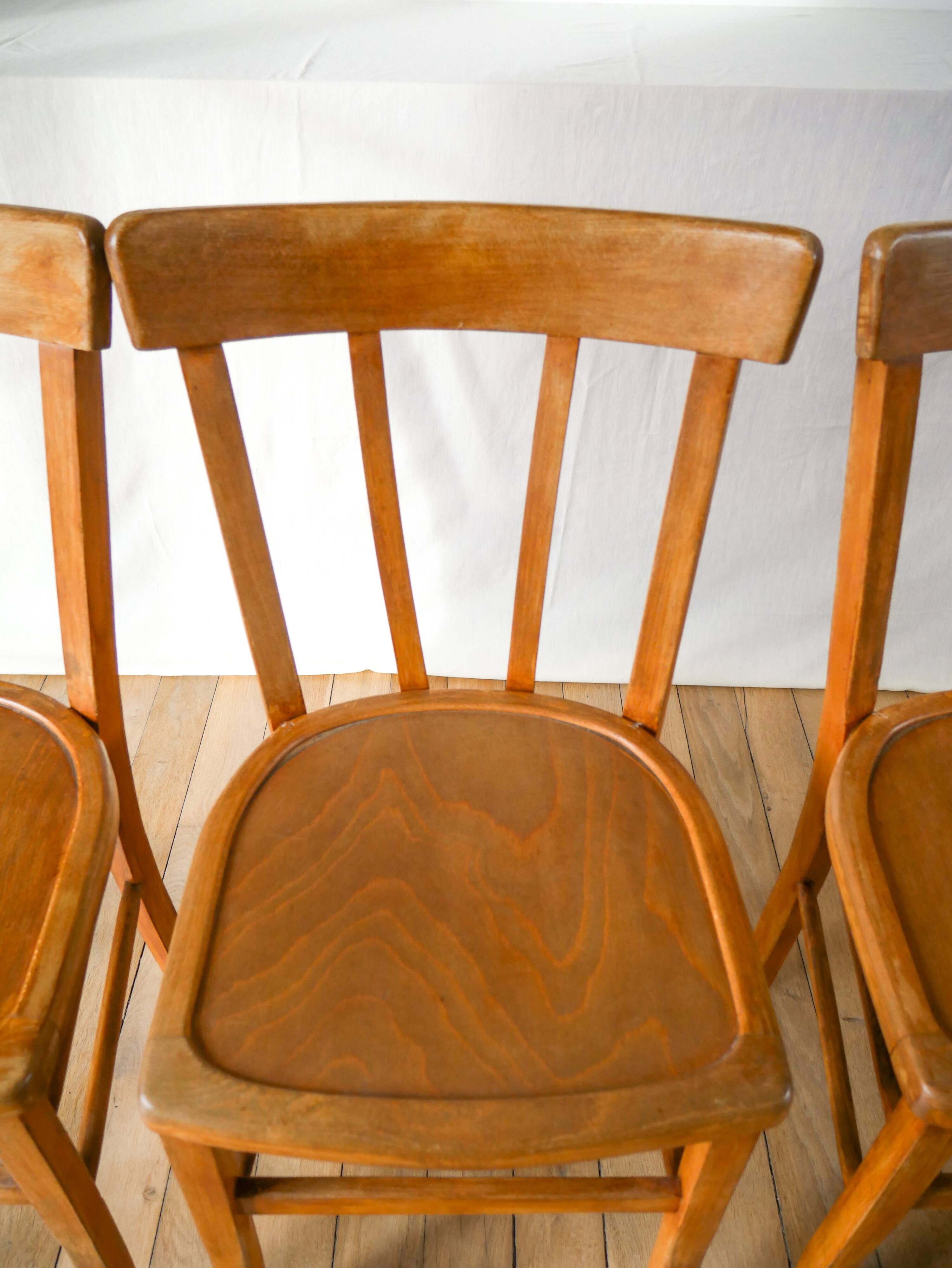 Set of 4 bentwood bistro chairs signed luterma 1950