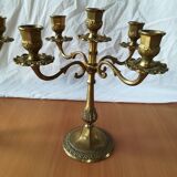 Pair of 5-light brass candelabra candlesticks, 20th century
