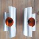 Space Age wall lamps - Brushed and orange aluminium - 1970