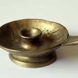 Handmade brutalist heavy brass candle stick - Vintage