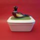 Old butter box in ceramic slurry decoration pheasant statuette