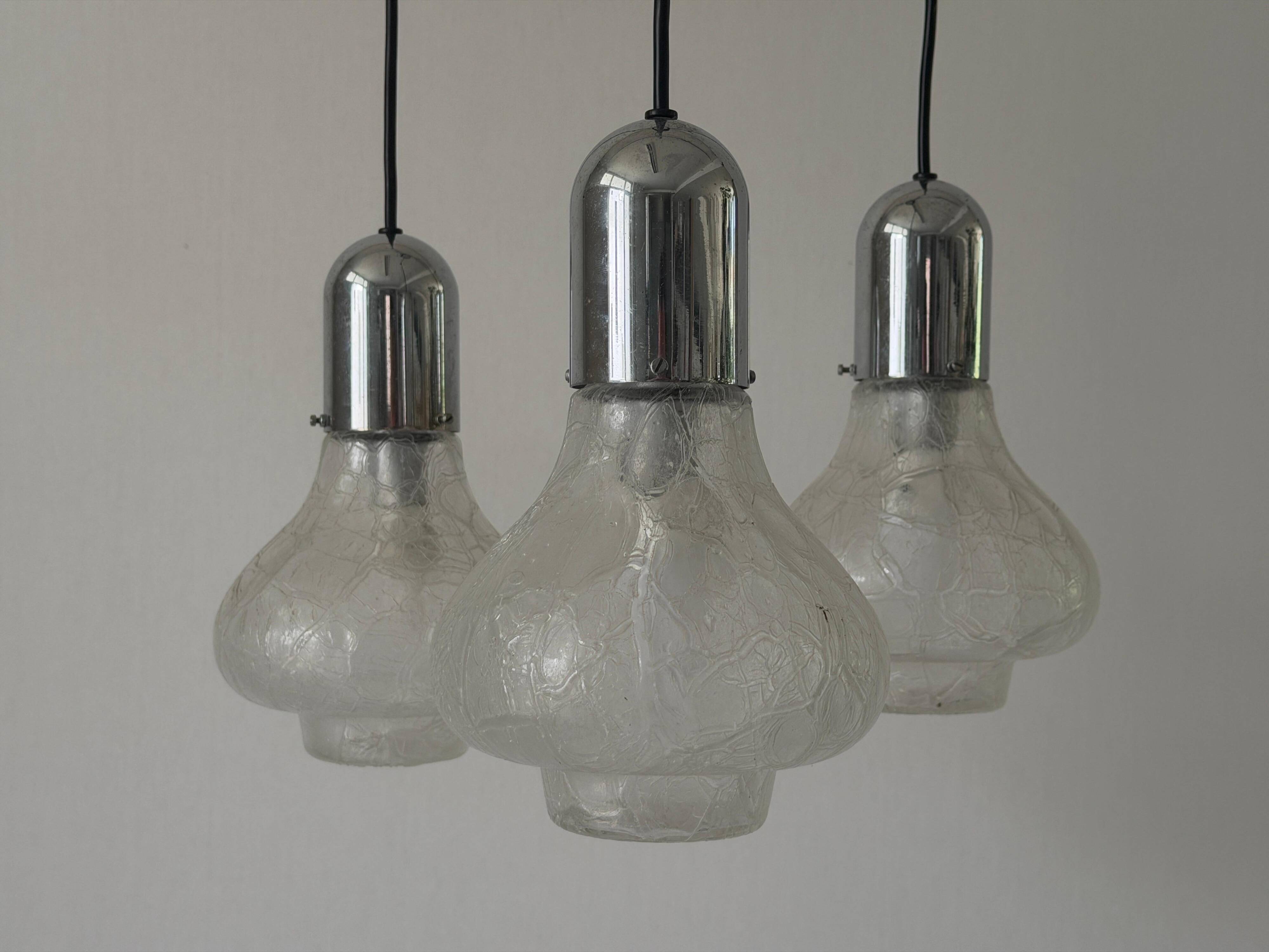 Cascade lamp with 3 glass and chrome shades by WILA, 1960s, Germany