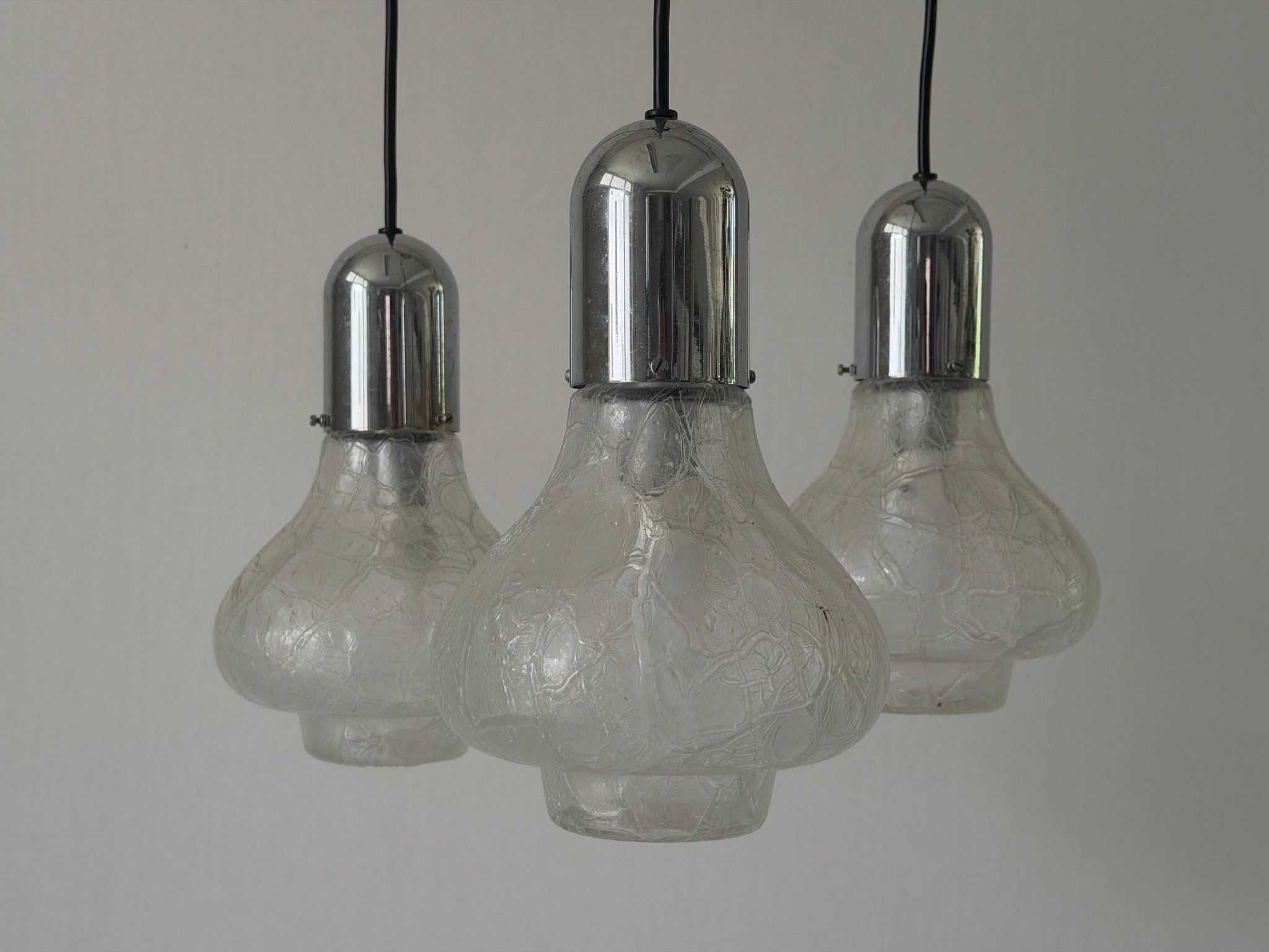 Cascade lamp with 3 glass and chrome shades by WILA, 1960s, Germany