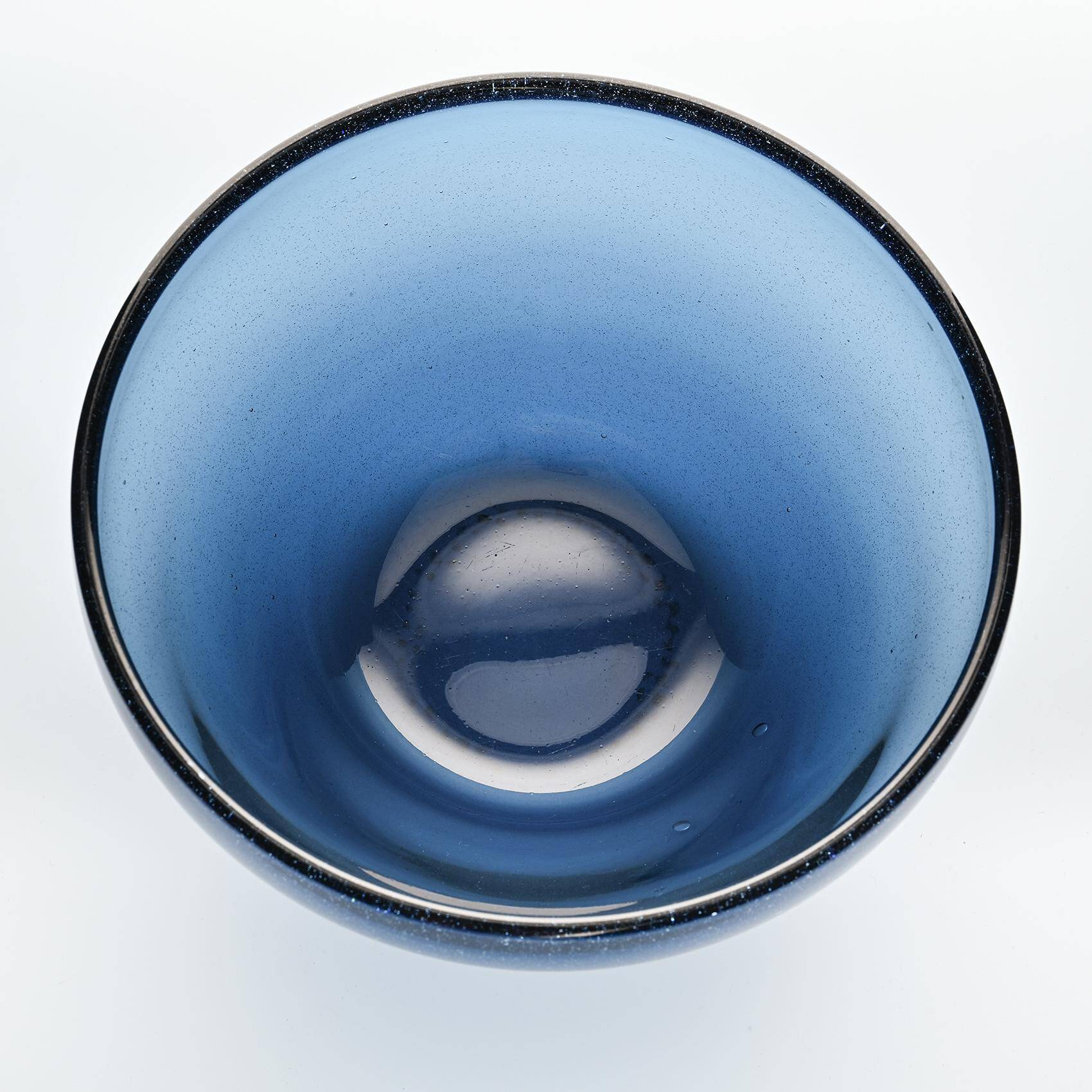 Blue blown glass bowl by Claude Morin, Dieulefit circa 1970