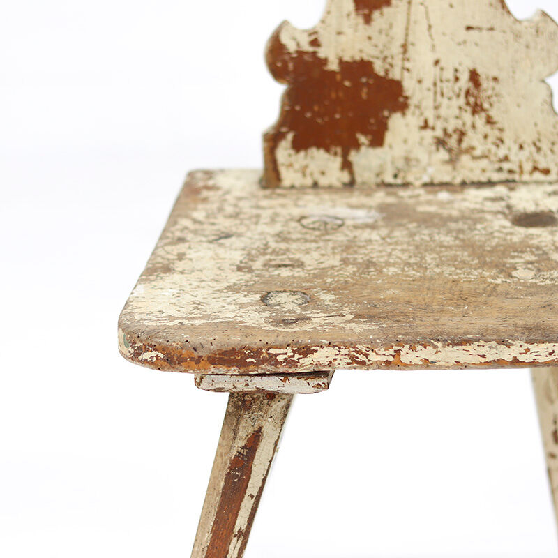 Rustic Painted Primitive Farmhouse Wabi Sabi Folk Art Mountain Chair