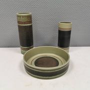 Trio of ceramics, consisting of two vases and a bowl/dish