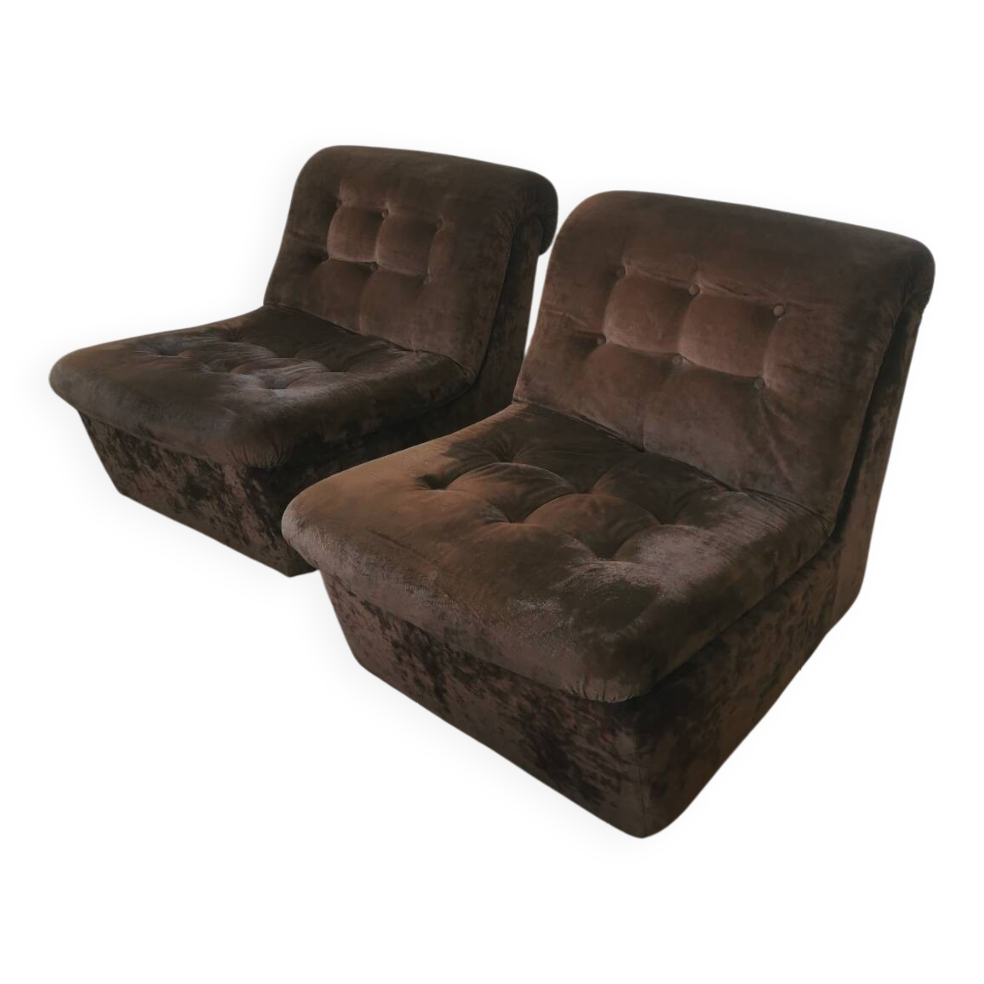 Pair of velvet armchairs from the 70s/80s