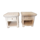 Paire tables de chevet rotin