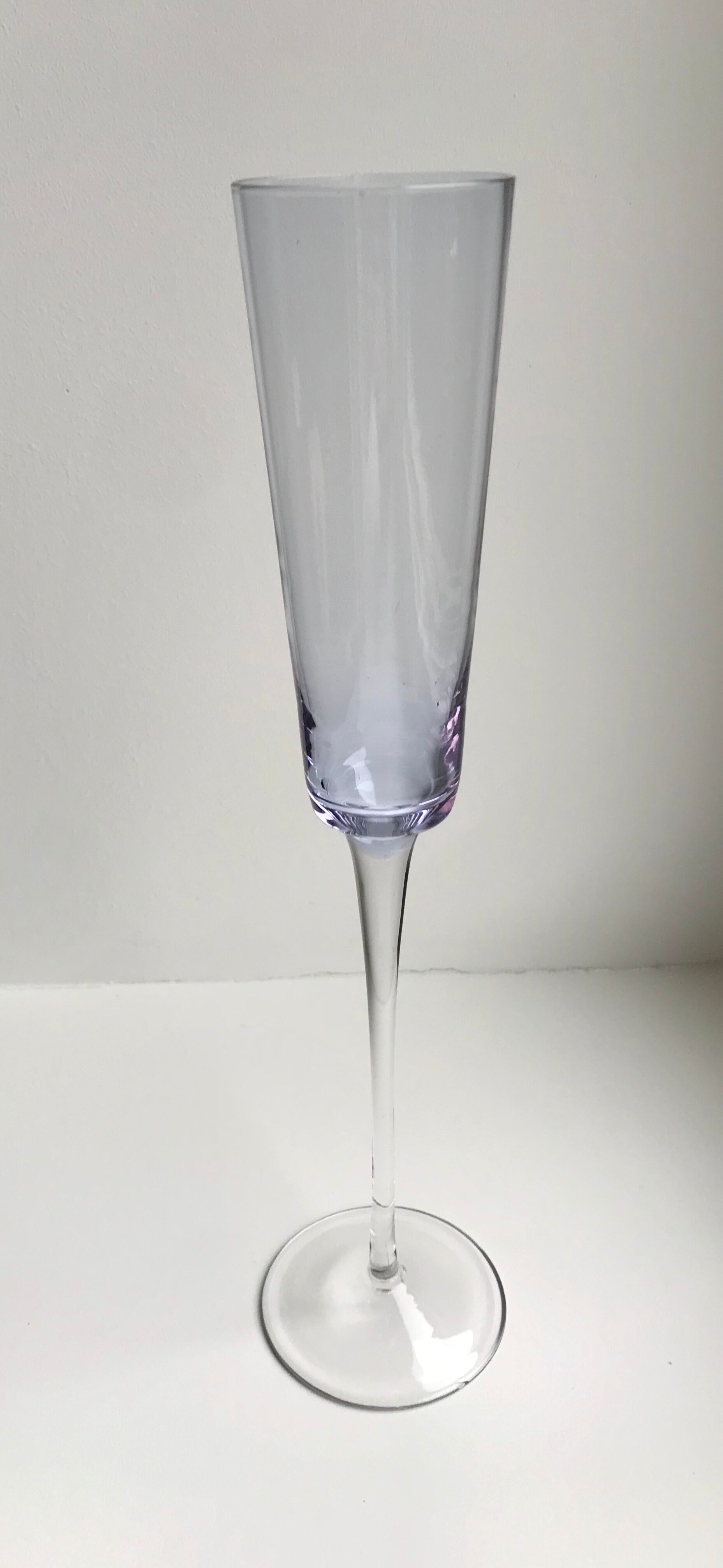 Set of 10 very high champagne flutes in colored glass 70s
