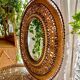 Oval mirror in rattan and wicker, 1970