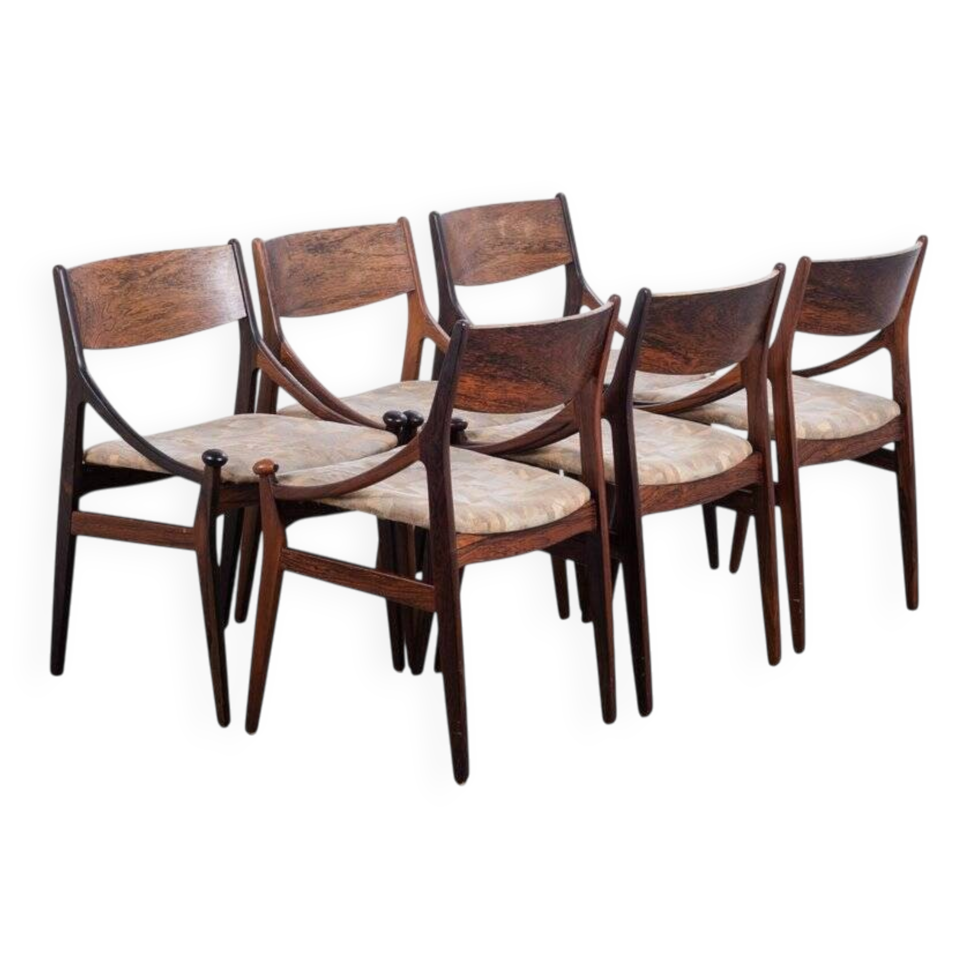 Dining Chairs in Rosewood by Vestervig Erikson for Brdr. Tromborg, 1960s, Set of 6
