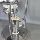 Chrome metal lamp and glassware Mazzega vintage 50s with Art-Deco connotation. H: 71 cm.