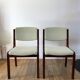 Pair of wooden armchairs and green and ecru fabrics 70s