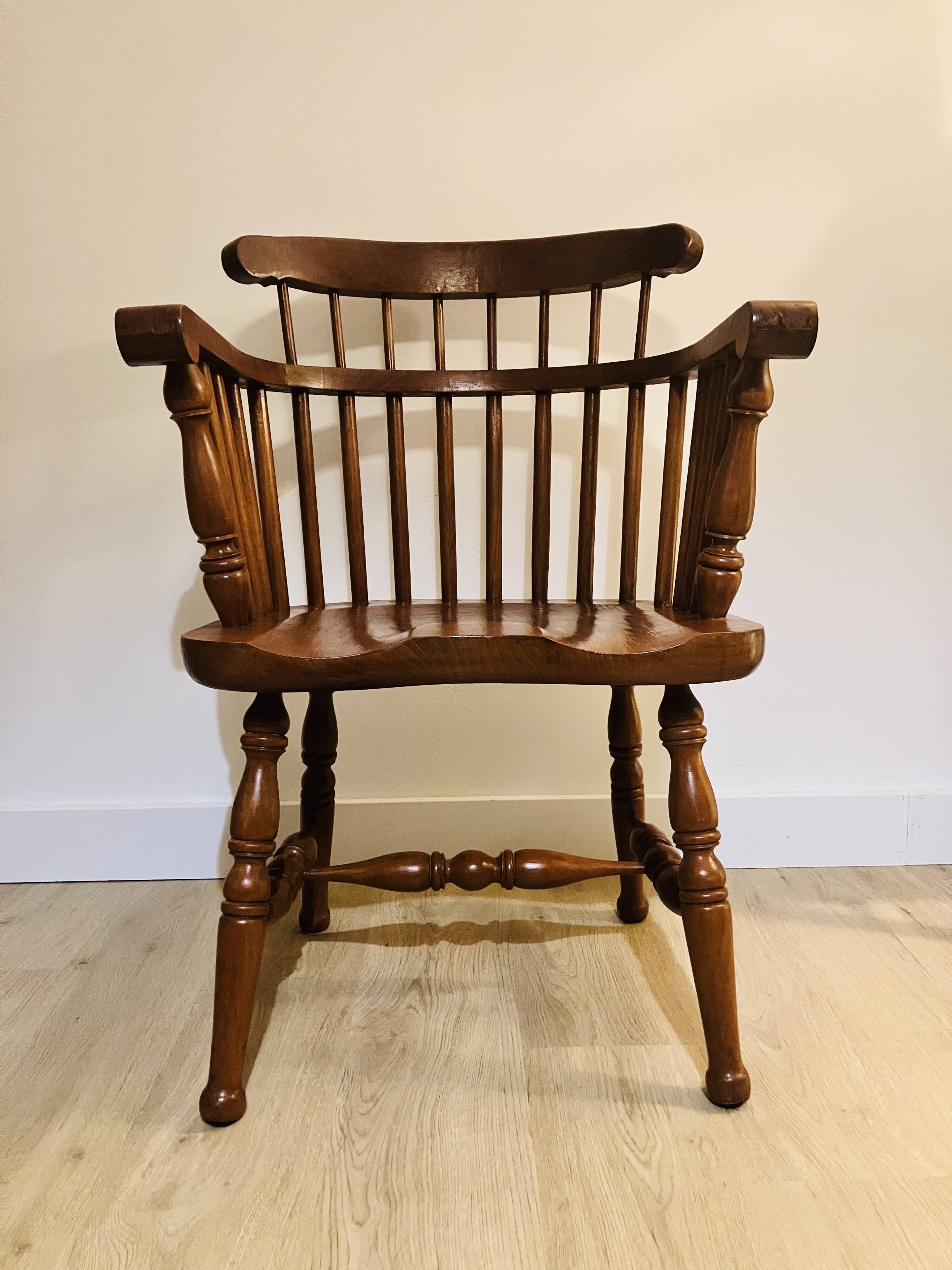 Solid wood chair with armrests