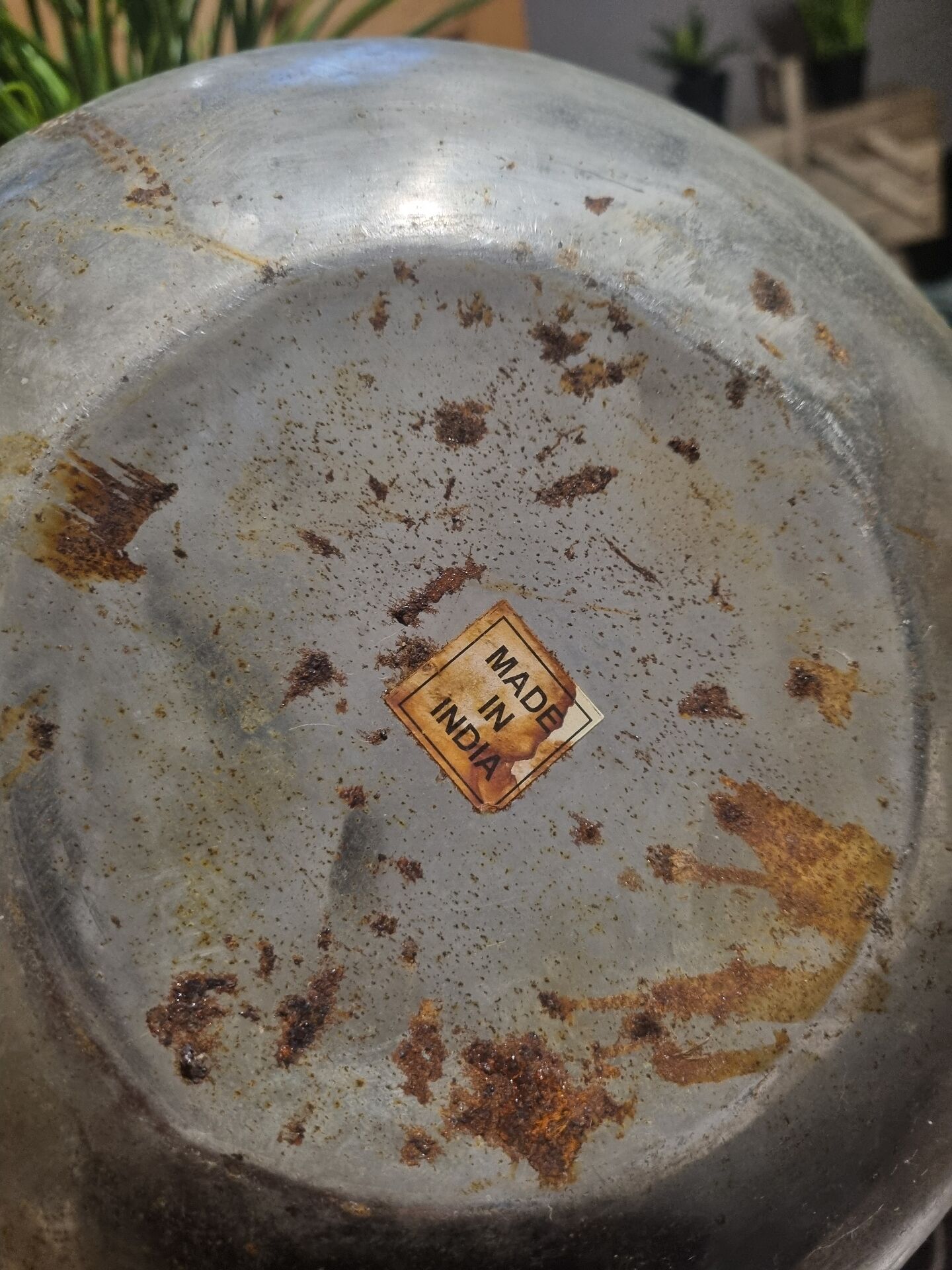antique Indian brass tin-plated water pot vintage from Rajasthan