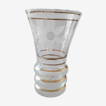 Vintage glass vase with patterns