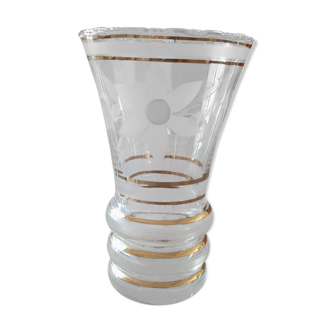 Vase en verre vintage avec motifs