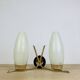 Double wall light from the 1950s, brass and black metal, opaline shades.