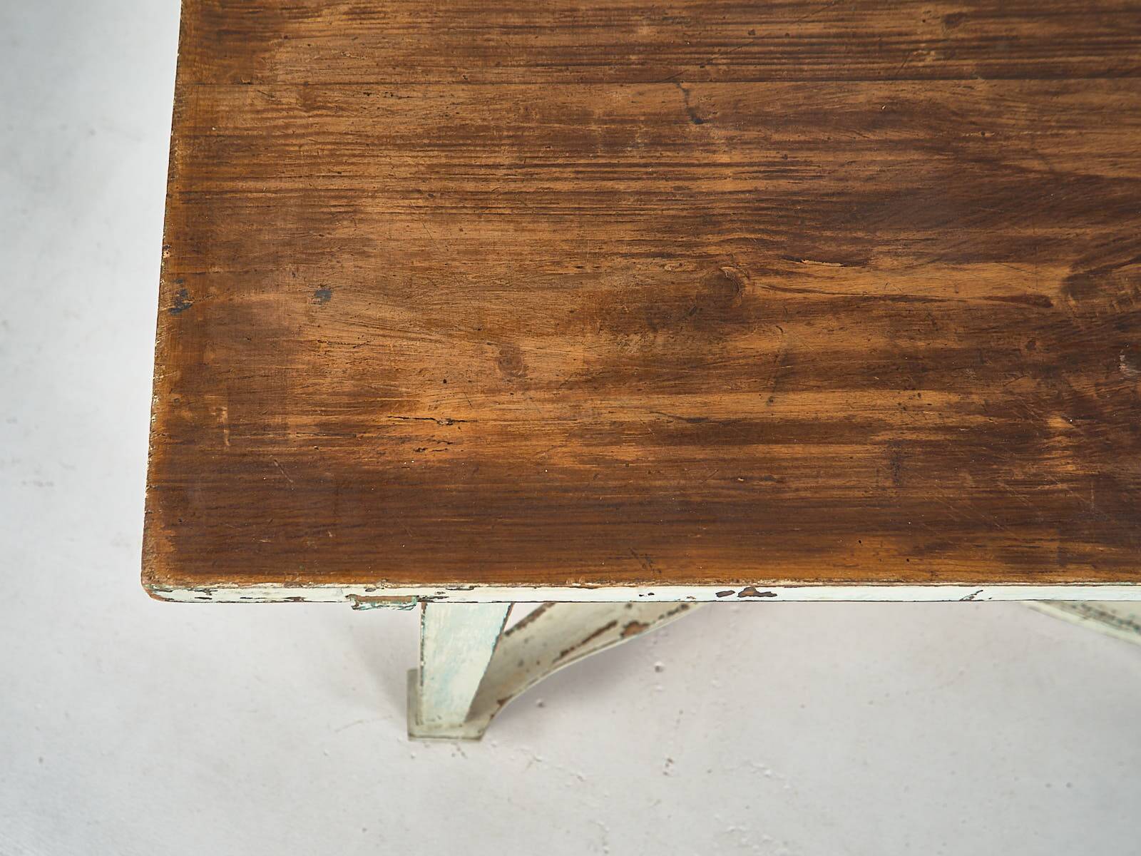 Vintage white solid wood side table (France, circa 1960)