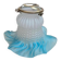 An antique lampshade in frosted glass with delicate blue edges.